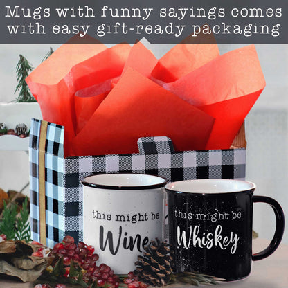This Might Be Wine / This Might Be Whiskey Ceramic Mug Set for 2