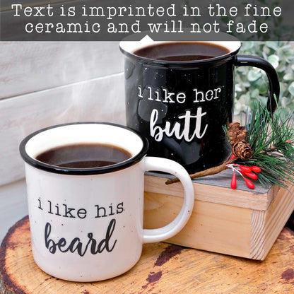 I like his beard / I like her butt Mug Set of 2