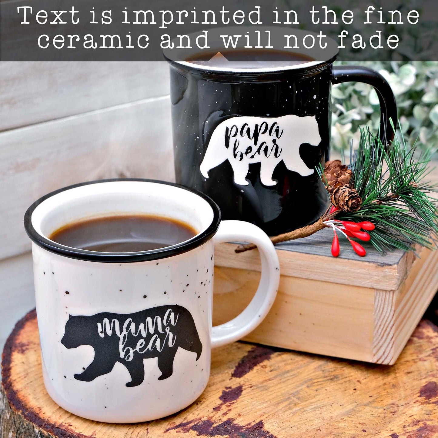 Mama bear / papa bear mug set of 2