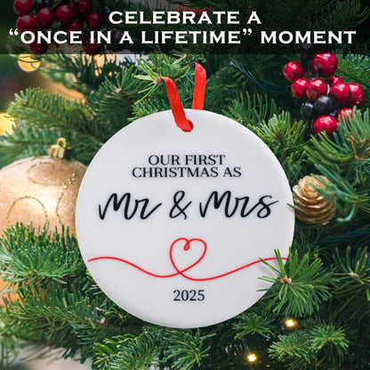 Our First Christmas as Mr and Mrs 2025 Ornament 3 Inch