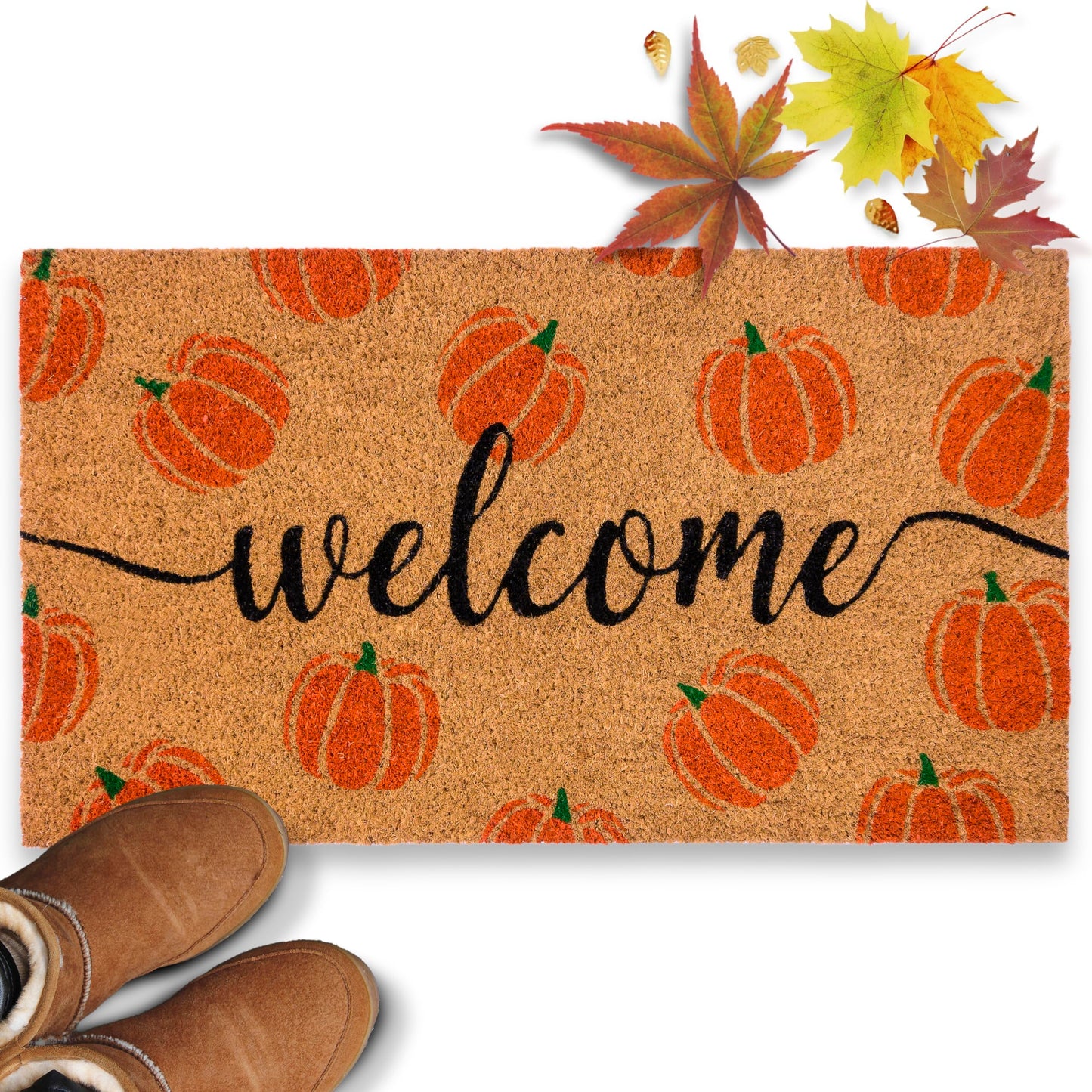 Halloween Pumpkin-themed Coir Door Mat 30x17 Inch