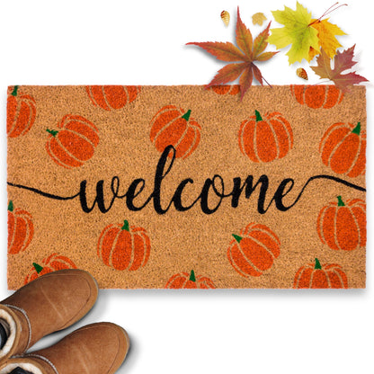 Halloween Pumpkin-themed Coir Door Mat 30x17 Inch