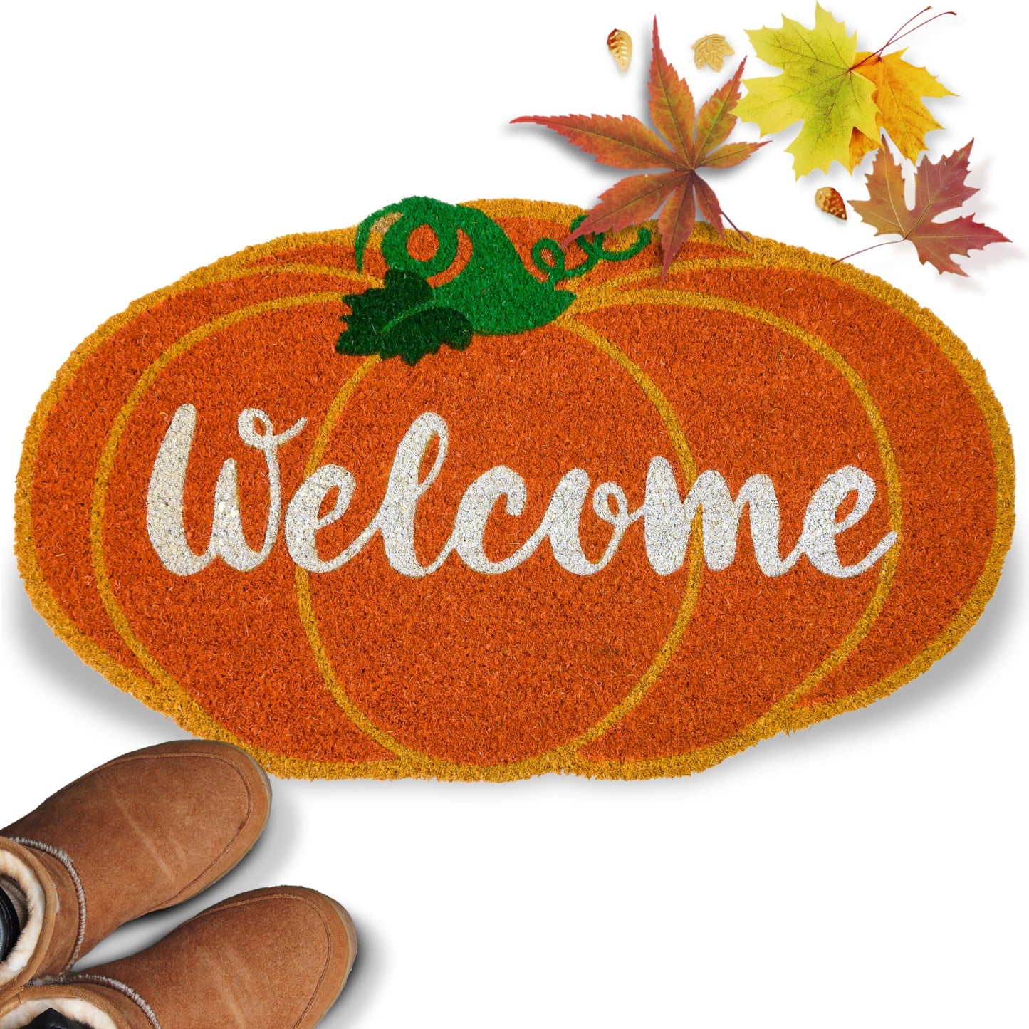 Halloween Pumpkin-themed Coir Door Mat 30x17 Inch