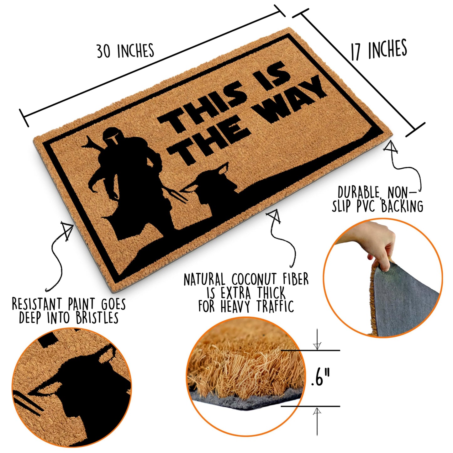 This is The Way Starwars Coir Door Mat Outdoor 30x17 Inch