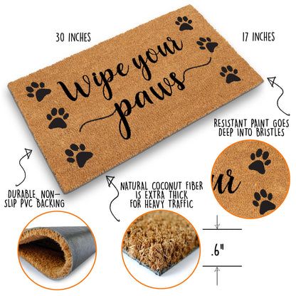 Coir Mat Wipe Your Paws 30"x17"