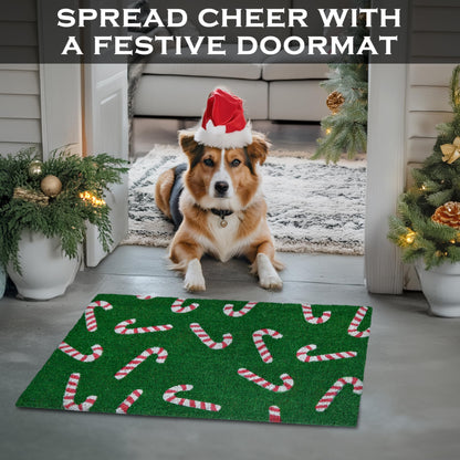 Candy Cane Door Mat 30x17 Inch