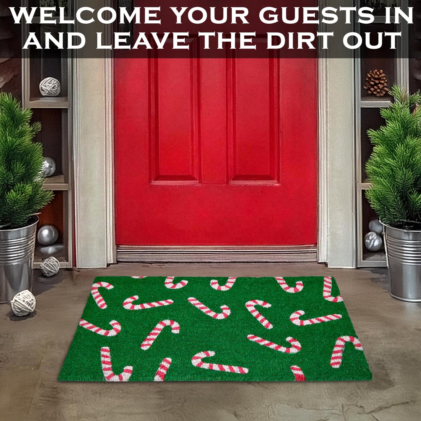 Candy Cane Door Mat 30x17 Inch