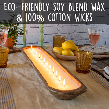 Wooden Dough Bowl Candle 30-inch Length
