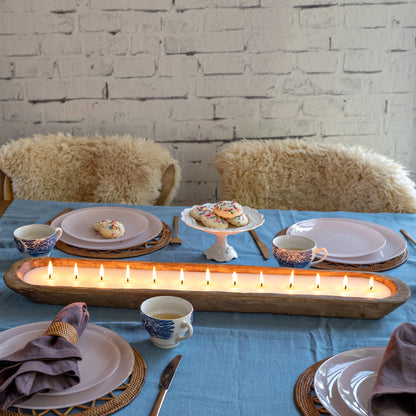 Wooden Dough Bowl Candle 30-inch Length
