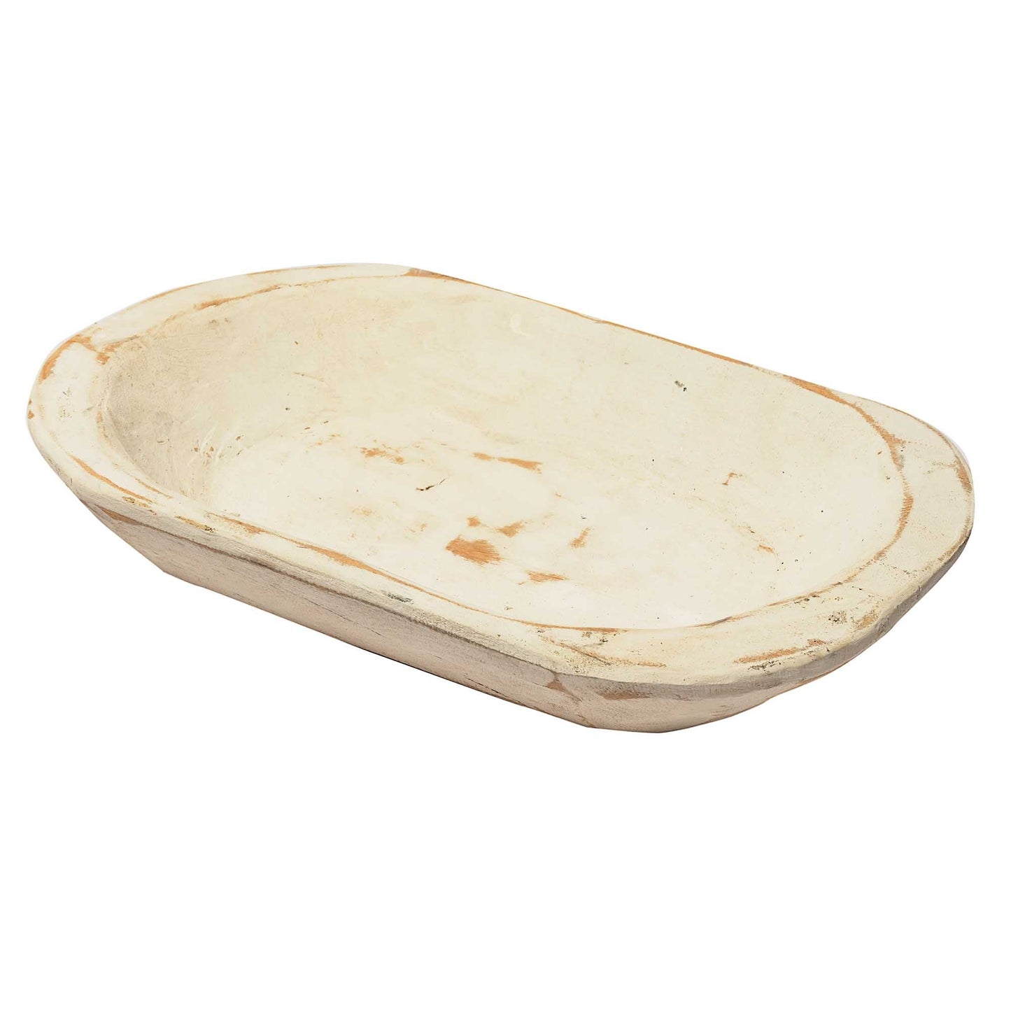 Wooden Decorative Dough Bowl (Heart or Elongated) (White or Brown)