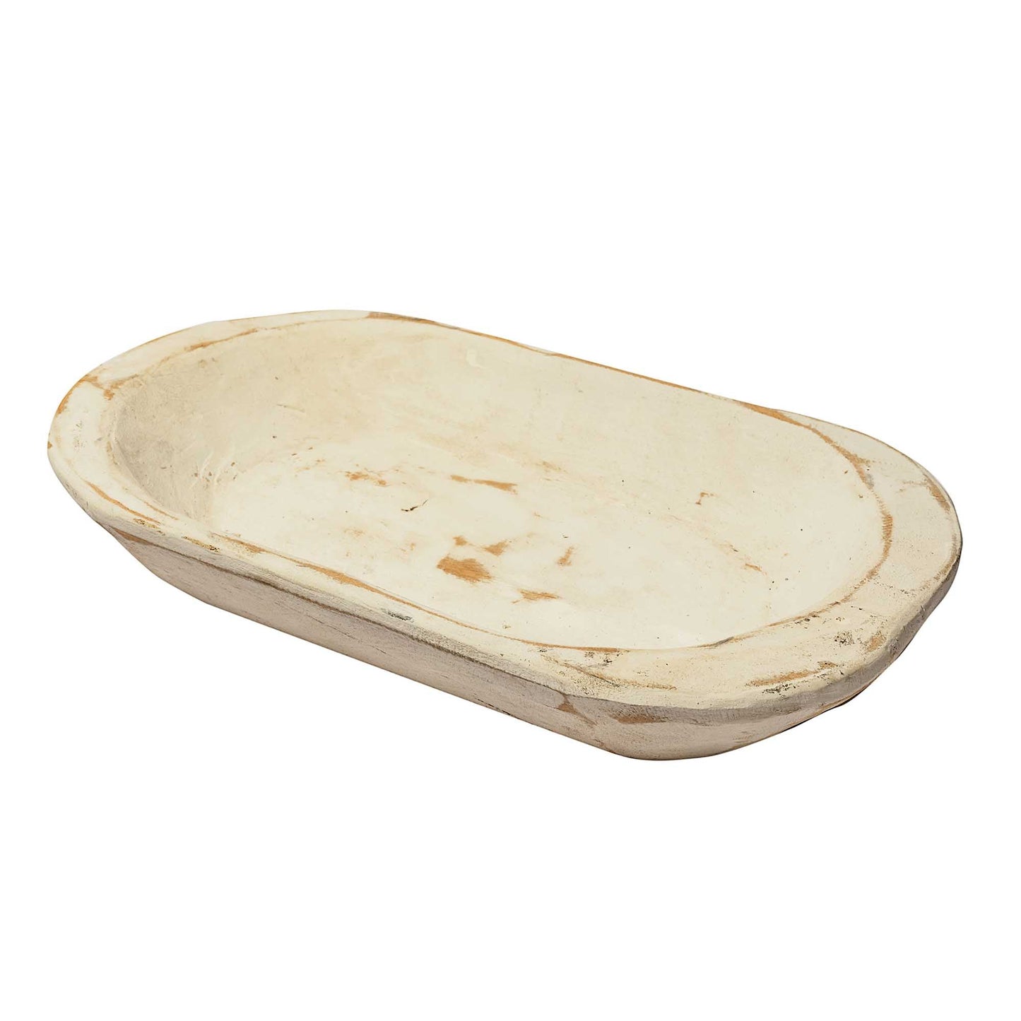 Wooden Decorative Dough Bowl (Heart or Elongated) (White or Brown)