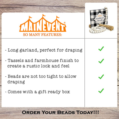 Farmhouse Beads Wooden Beads Garlands Decor