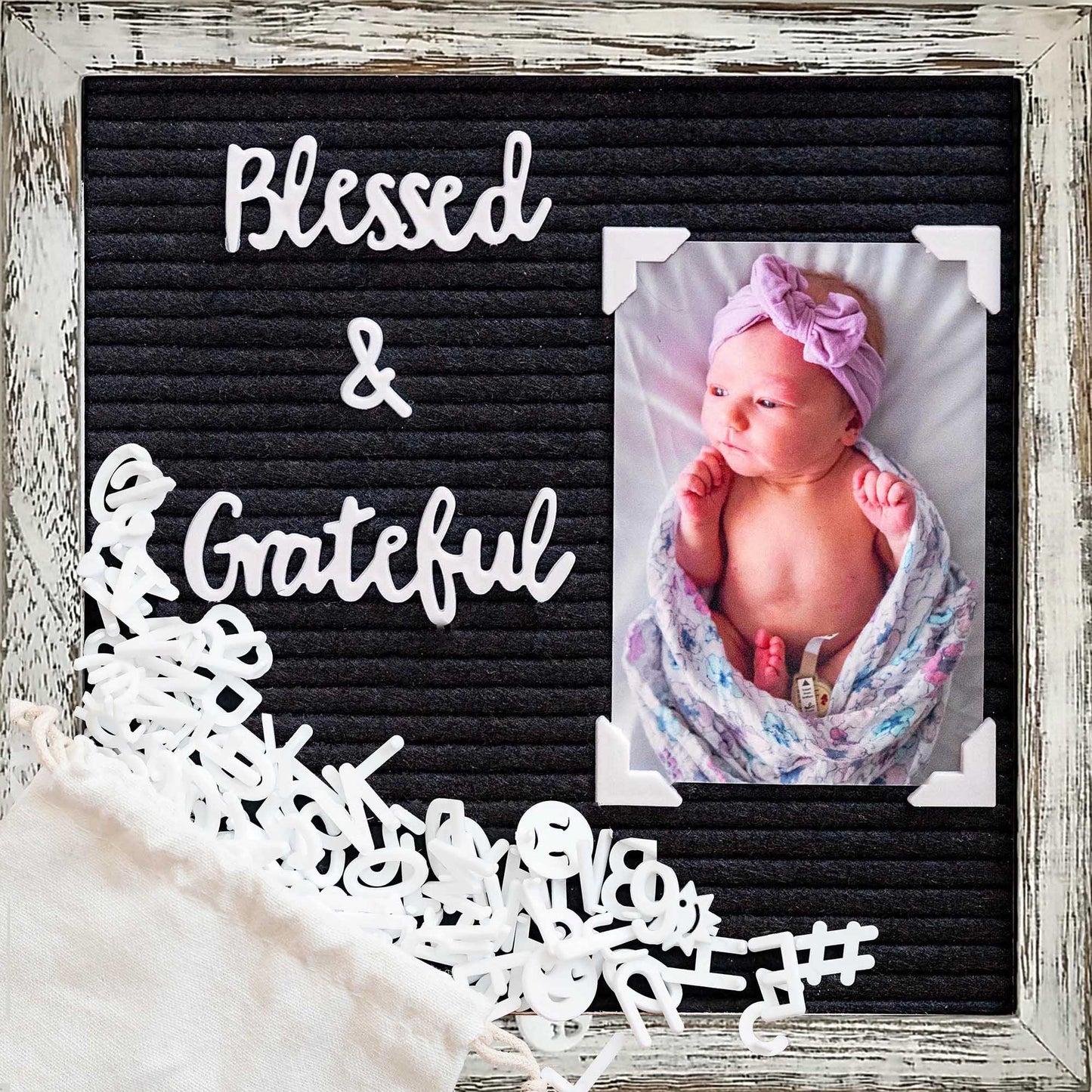 Black 10x10 Farmhouse Shabby Chic Rustic Letter Board