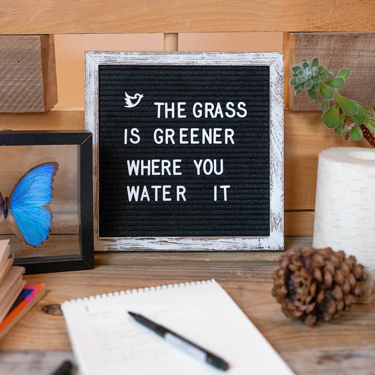 Black 10x10 Farmhouse Shabby Chic Rustic Letter Board