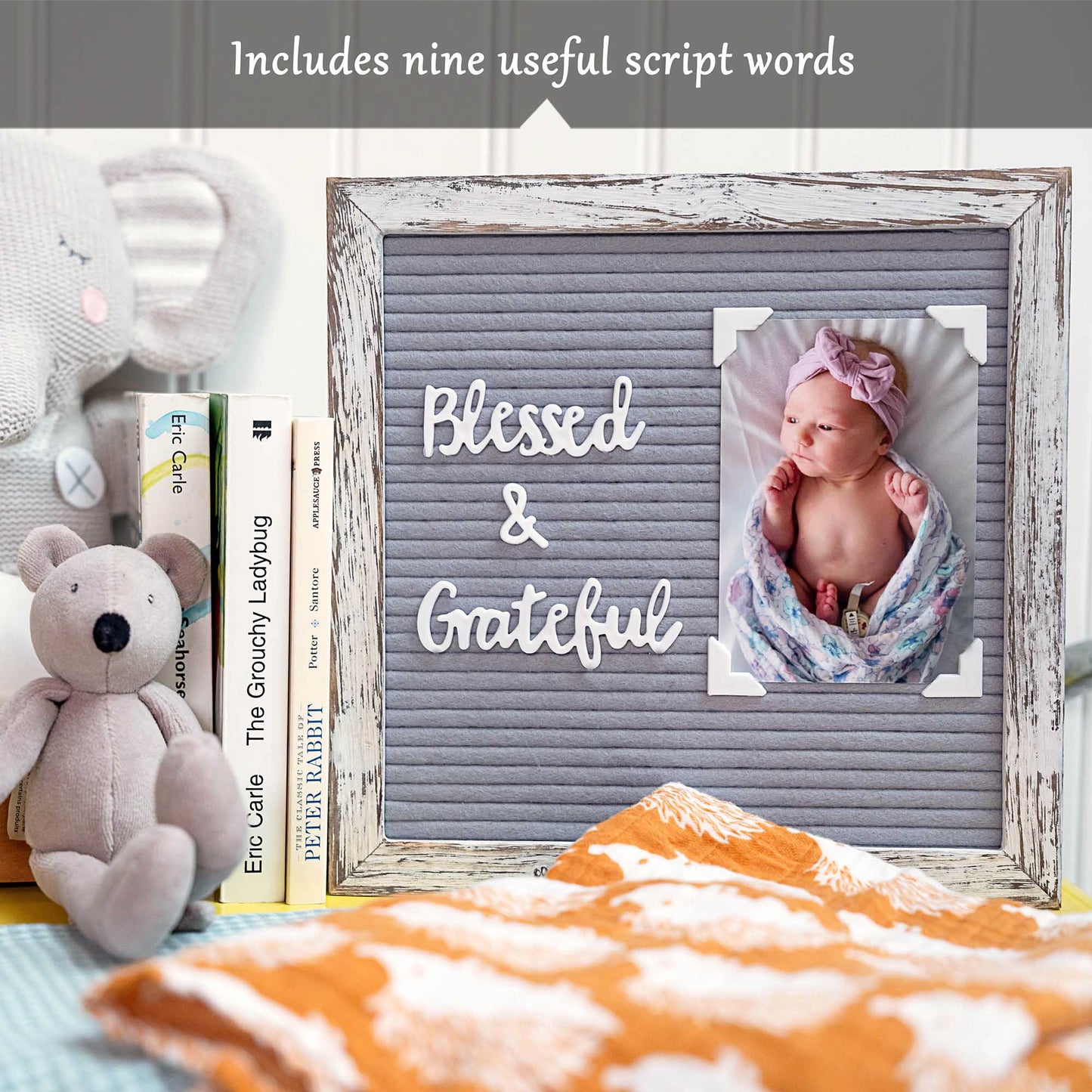 Grey 10x10 Farmhouse Shabby Chic Rustic Letter Board