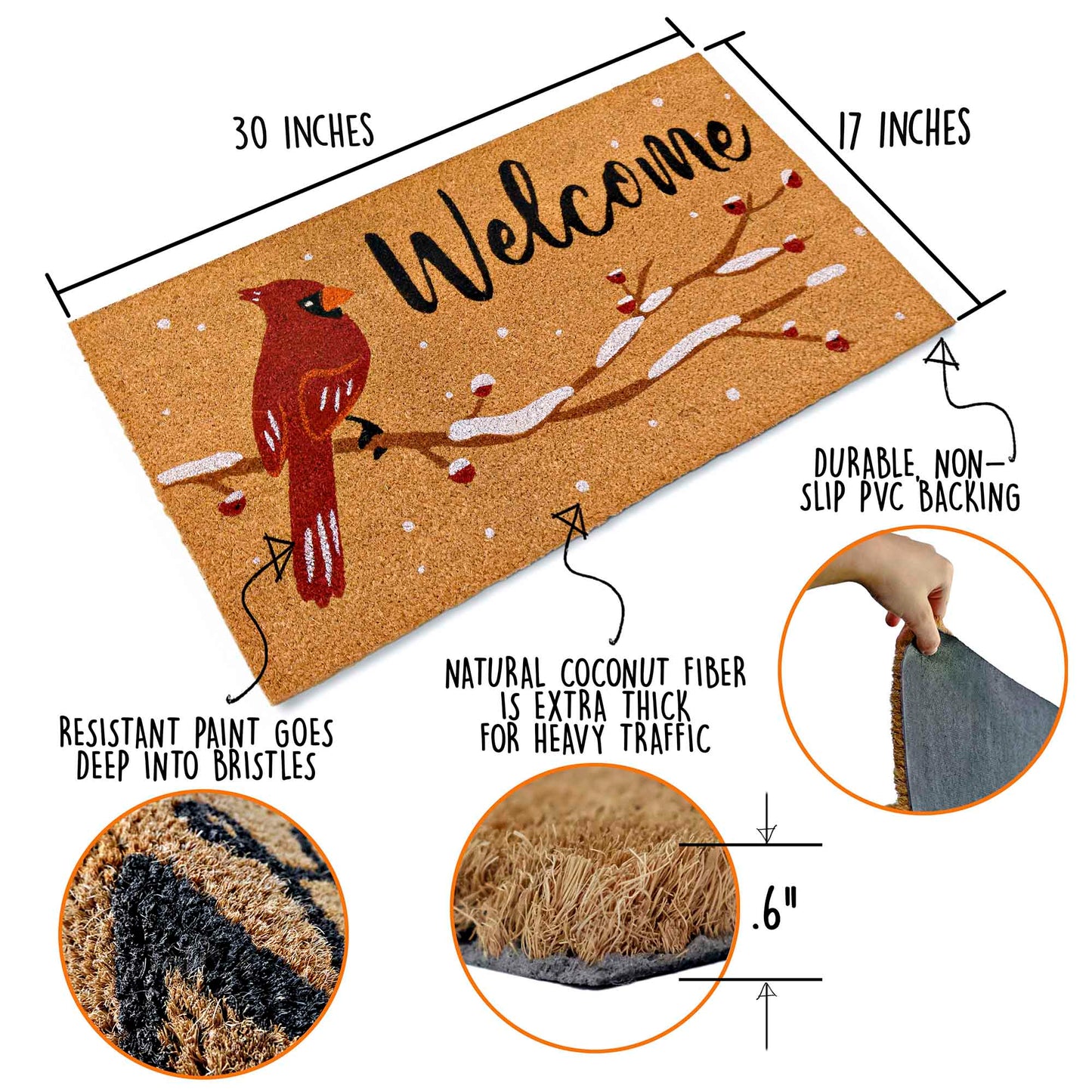 Cardinal Welcome Coir Doormat 30x17 Inch