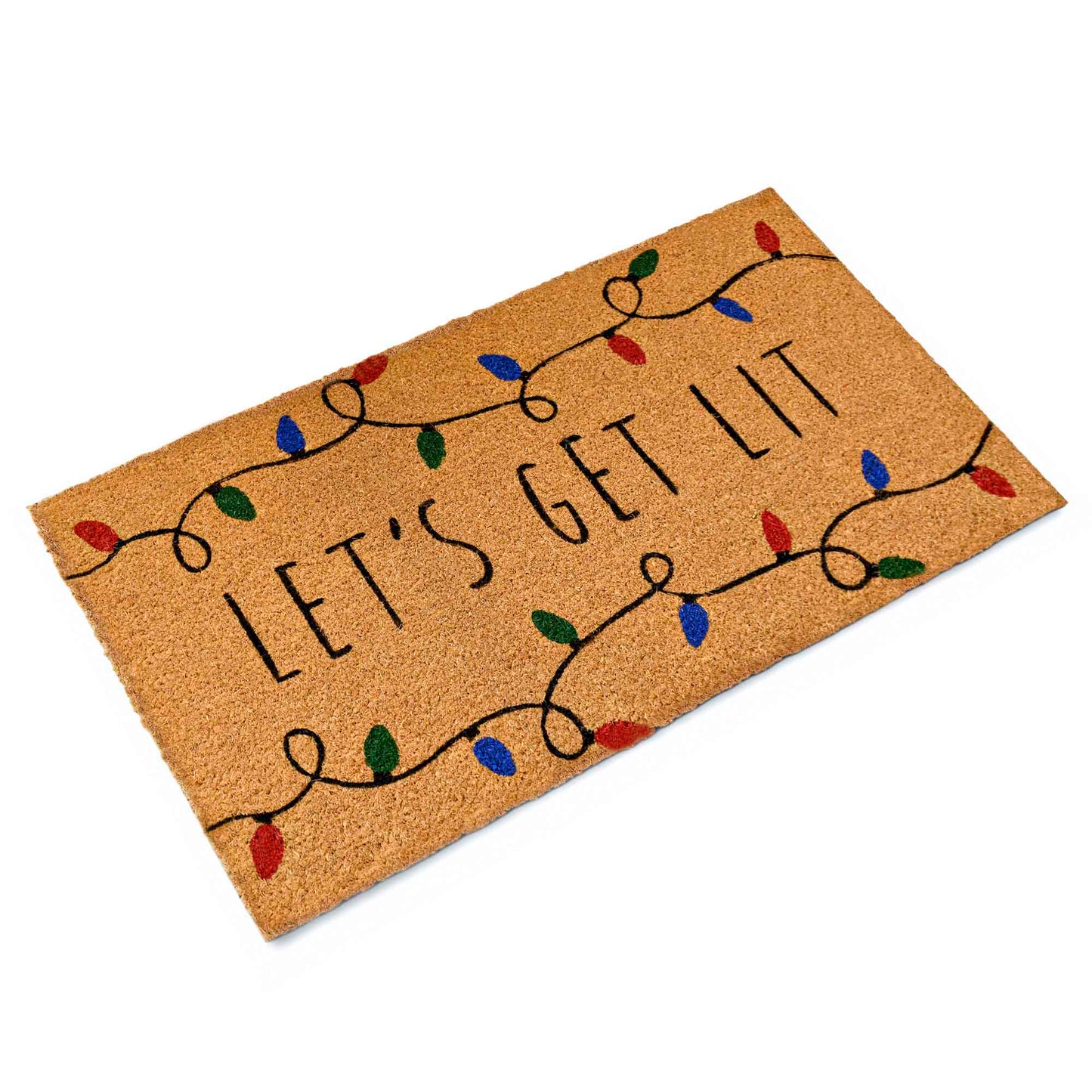 Lets Get Lit Coir Christmas Doormat 30x17 Inch