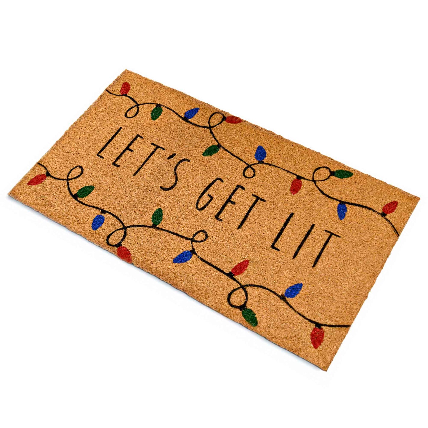 Lets Get Lit Coir Christmas Doormat 30x17 Inch