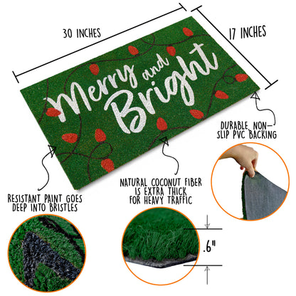 Coir Welcome Mat - Merry And Bright 30x17 Inch