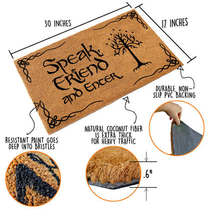 Speak Friend and Enter Doormat 30x17 or 50x15" Outdoor Mats
