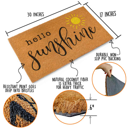 Hello Sunshine Coir Doormat Outdoor 30x17 Inch