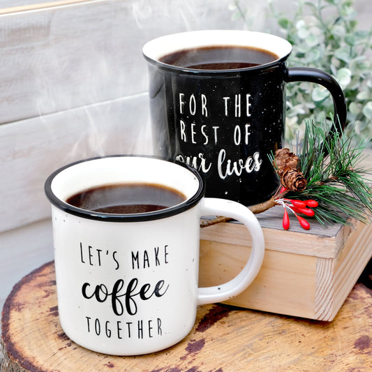 Let's Make Coffee Together /  For the Rest of our Lives Couple Mug Set of 2