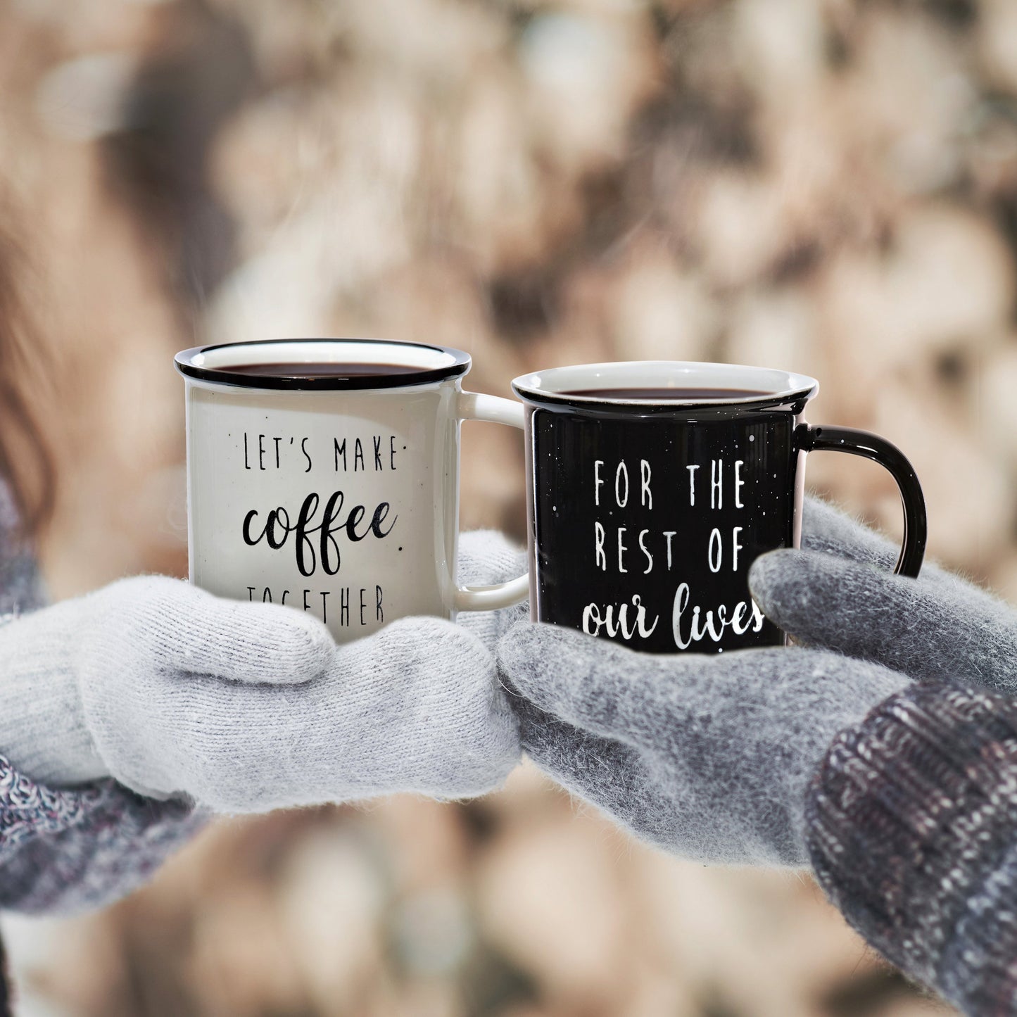 Let's Make Coffee Together /  For the Rest of our Lives Couple Mug Set of 2
