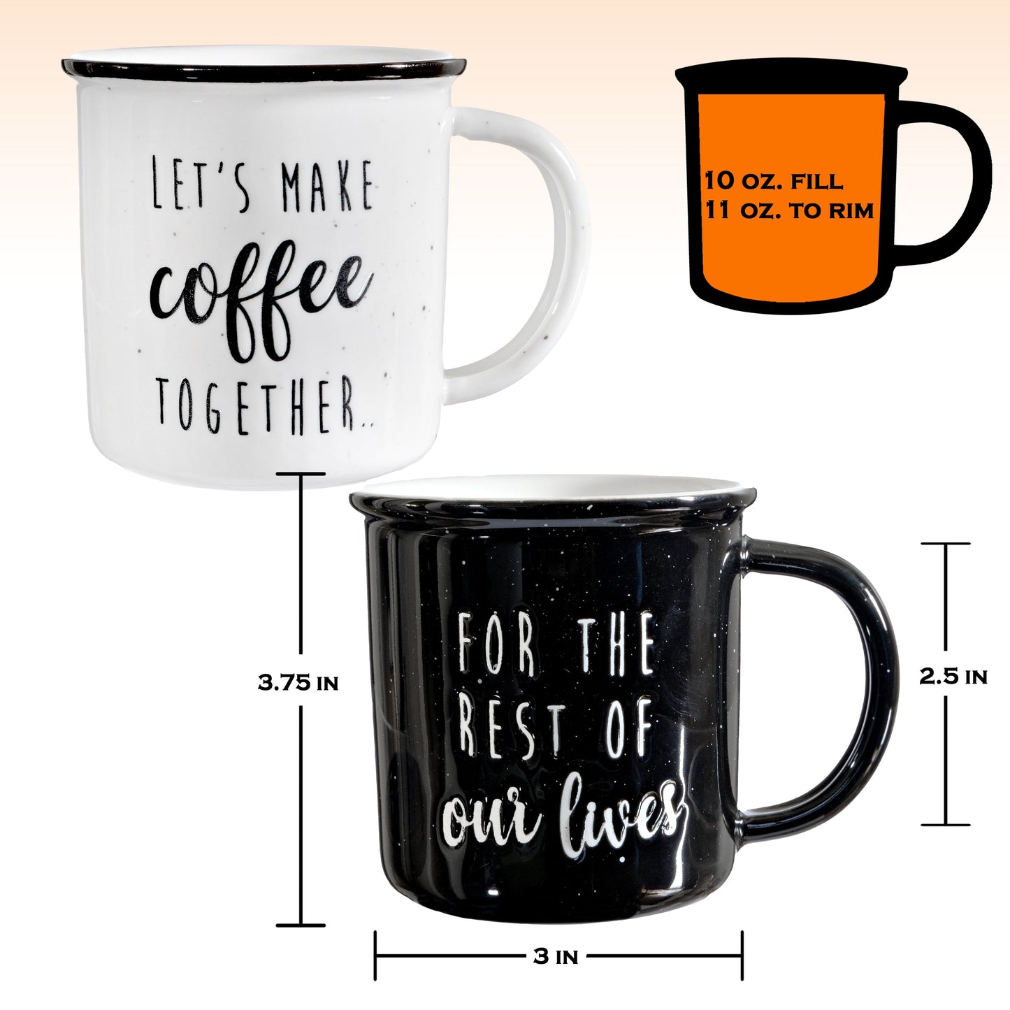 Let's Make Coffee Together /  For the Rest of our Lives Couple Mug Set of 2