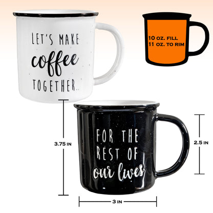 Let's Make Coffee Together /  For the Rest of our Lives Couple Mug Set of 2