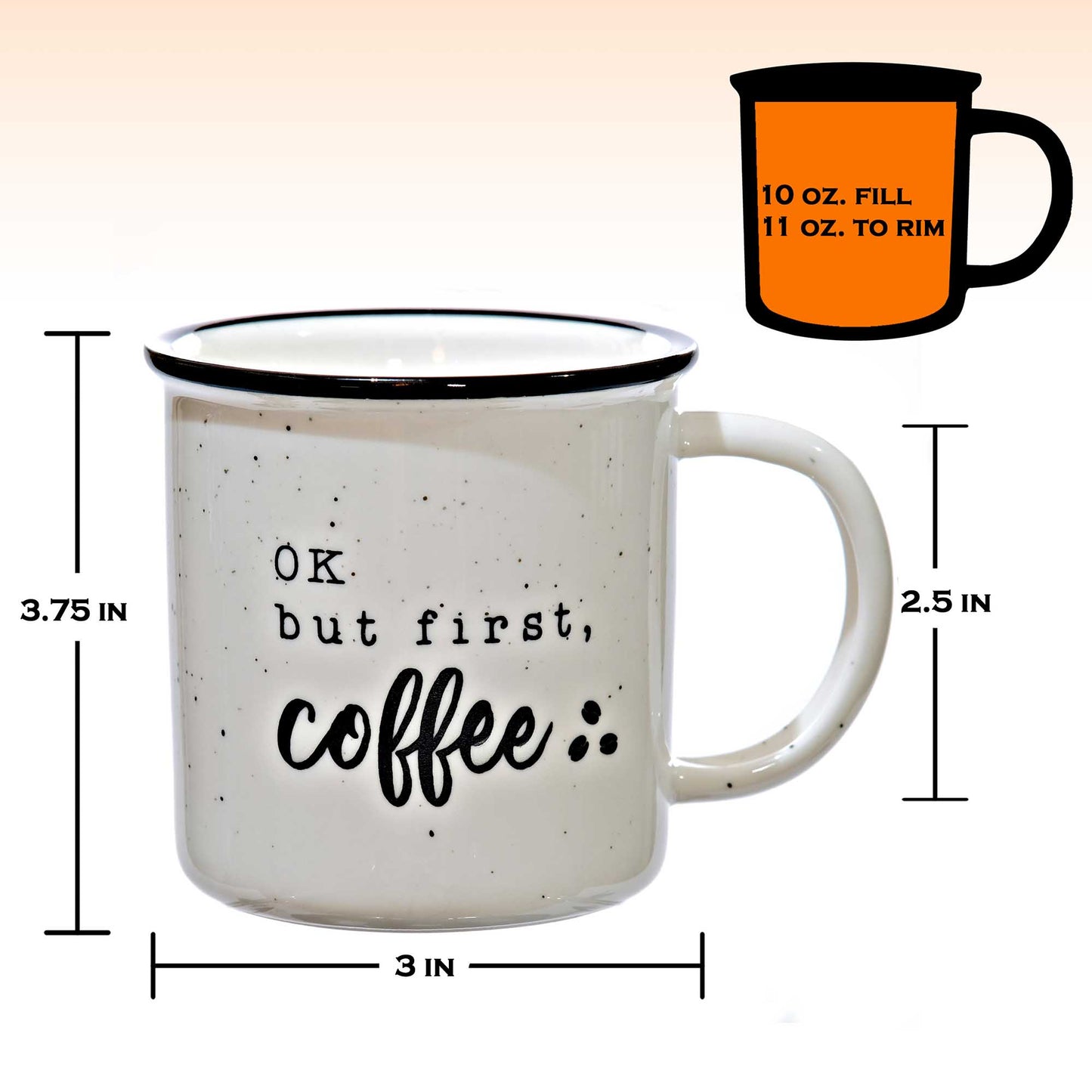 Ok But First Coffee 11 Ounces Ceramic Coffee Mug with Quotes