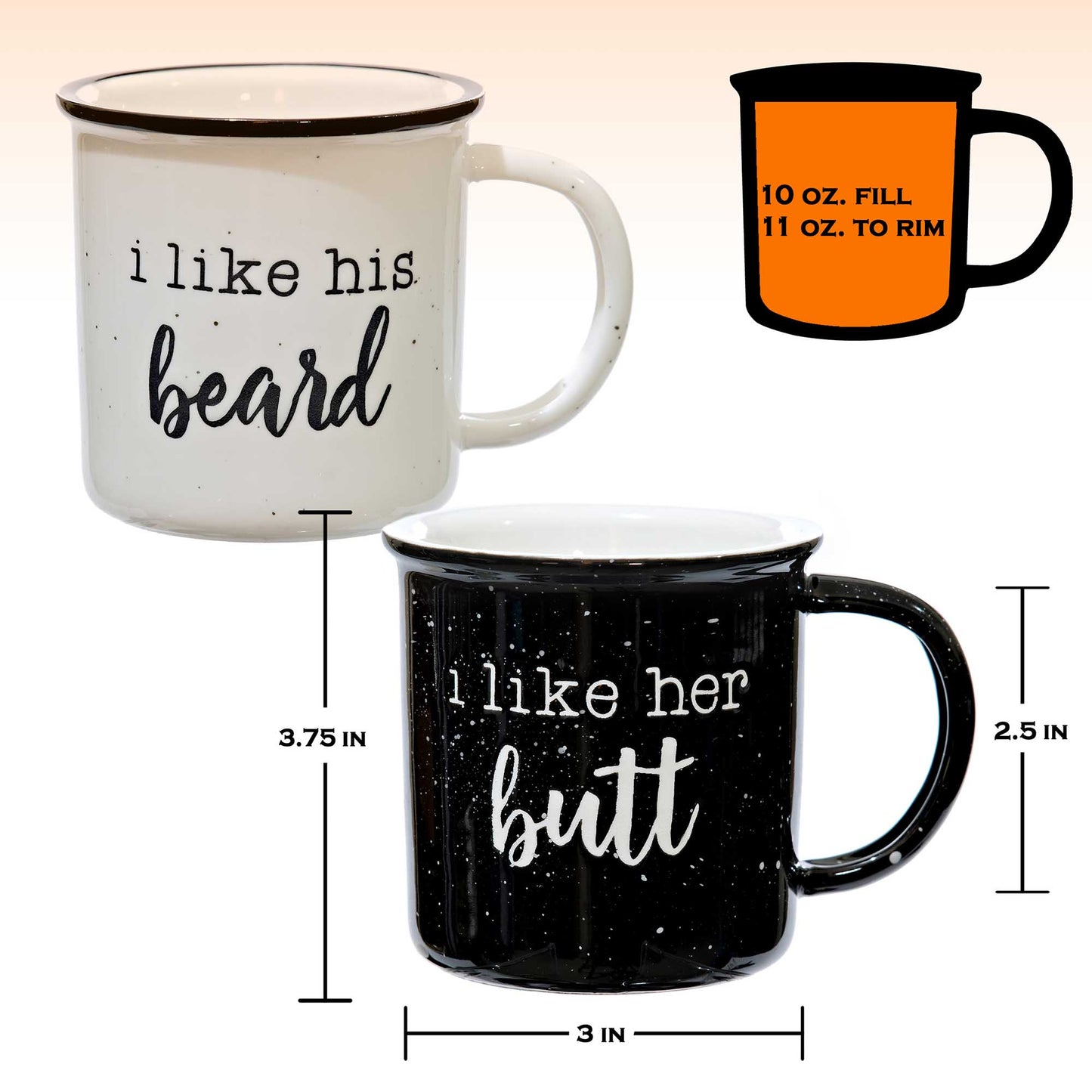 I like his beard / I like her butt Mug Set of 2