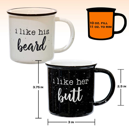 I like his beard / I like her butt Mug Set of 2