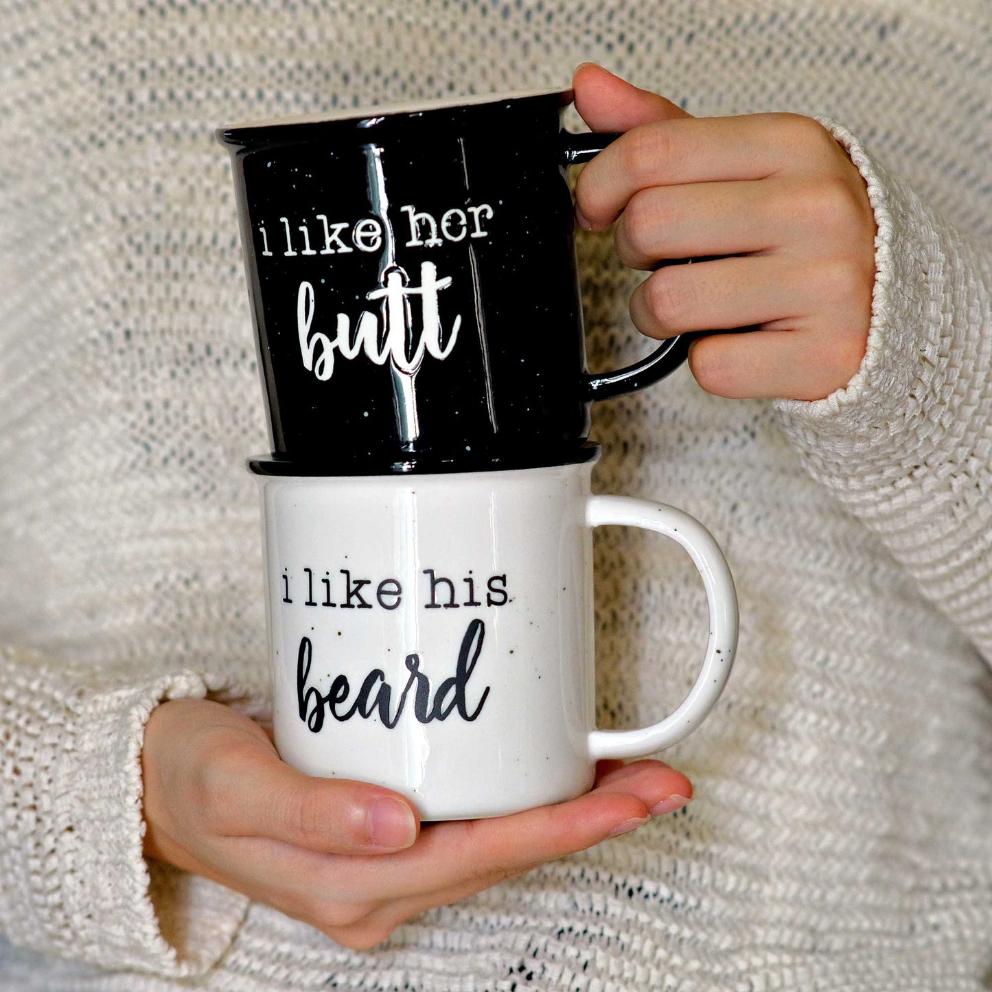 I like his beard / I like her butt Mug Set of 2