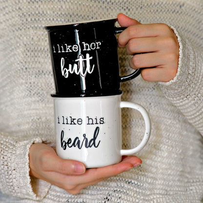 I like his beard / I like her butt Mug Set of 2