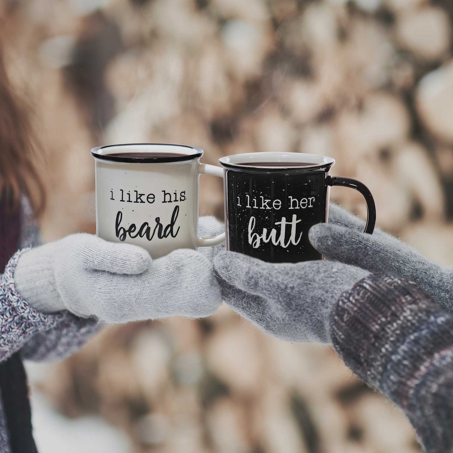 I like his beard / I like her butt Mug Set of 2