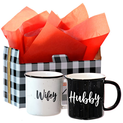 Couple Ceramic Mug Set of 2, Hubby Wifey, 11oz