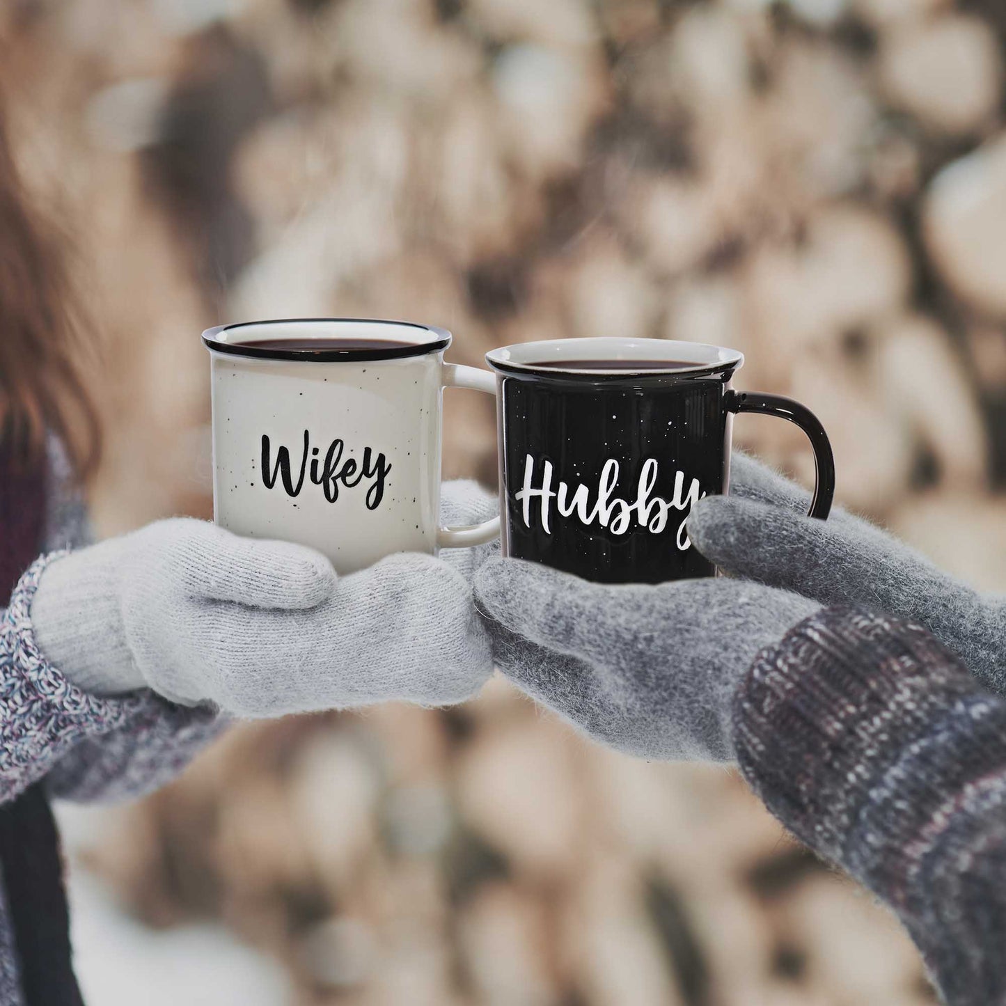 Couple Ceramic Mug Set of 2, Hubby Wifey, 11oz