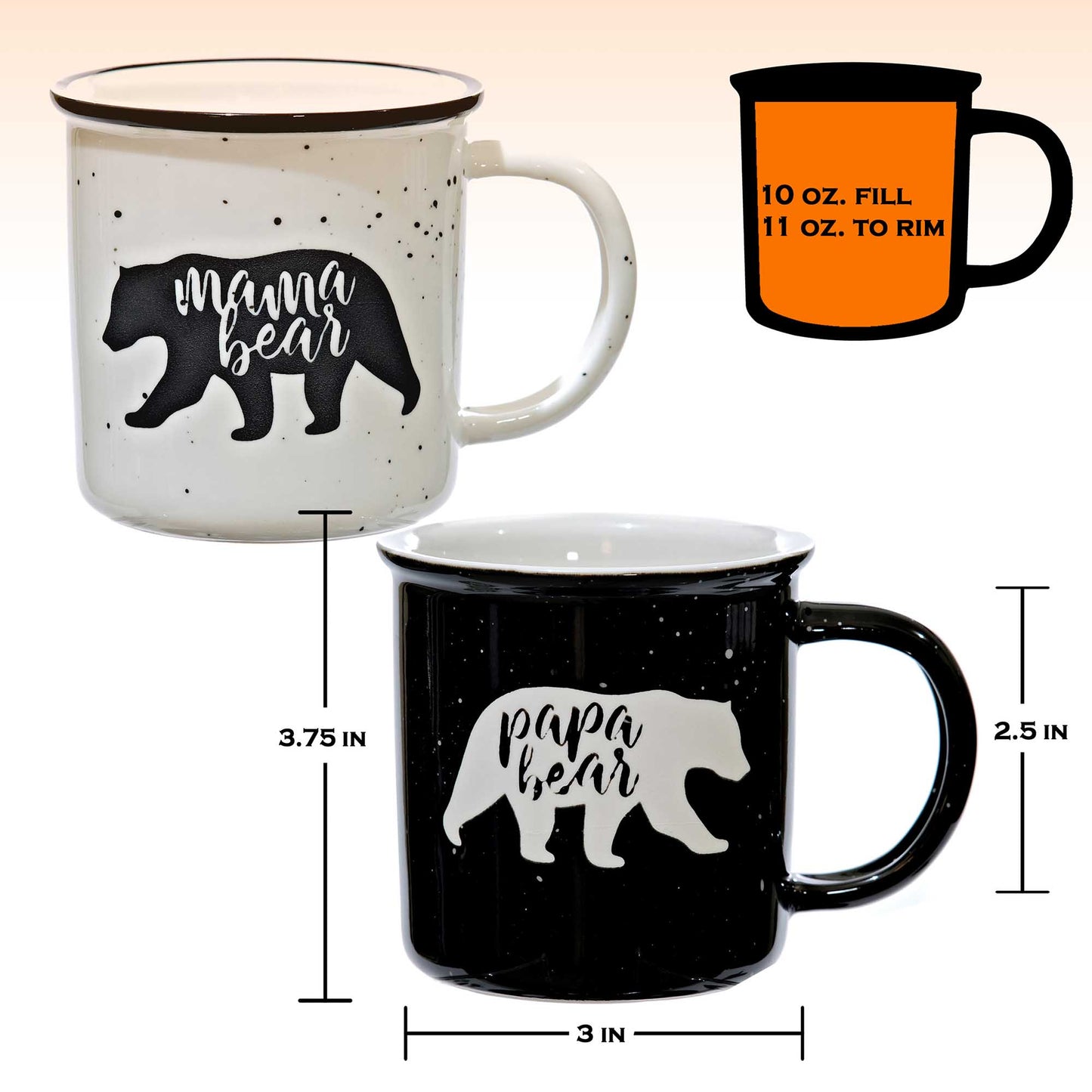Mama bear / papa bear mug set of 2