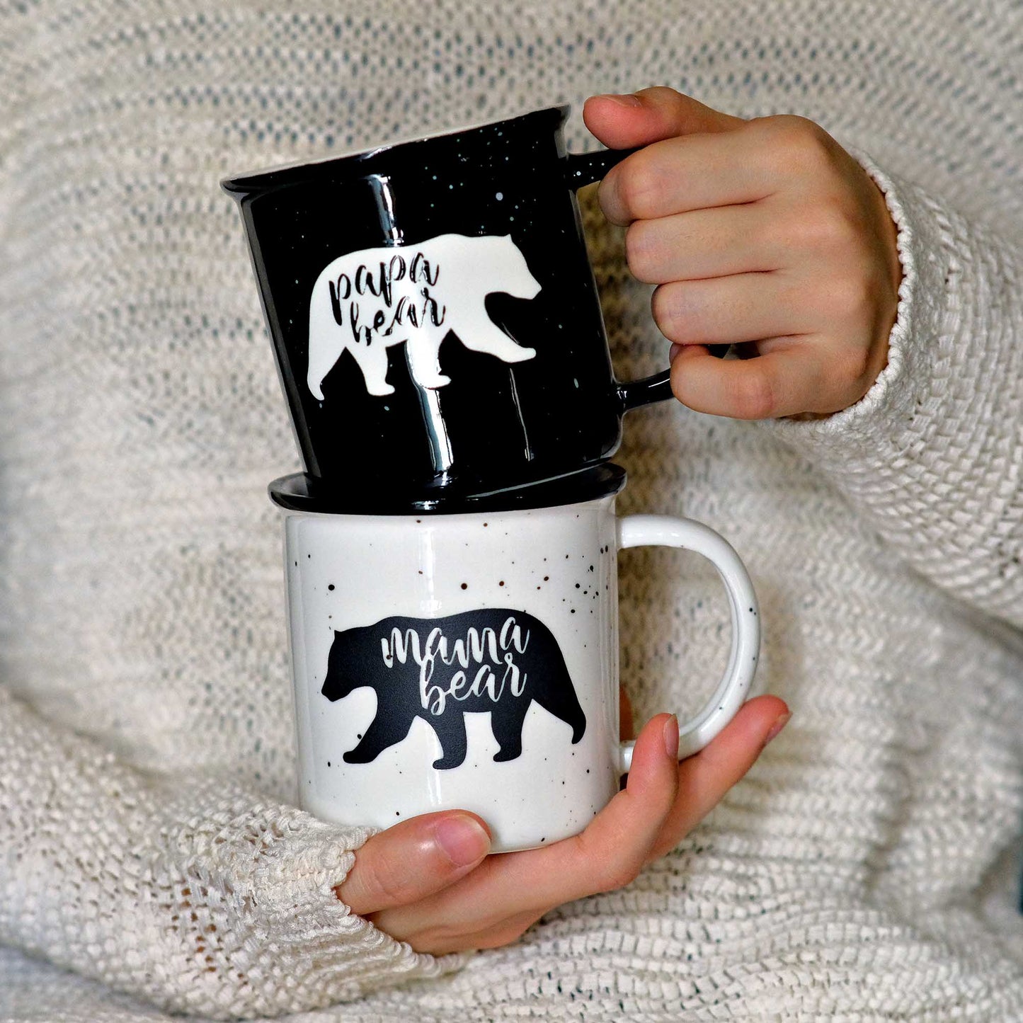 Mama bear / papa bear mug set of 2