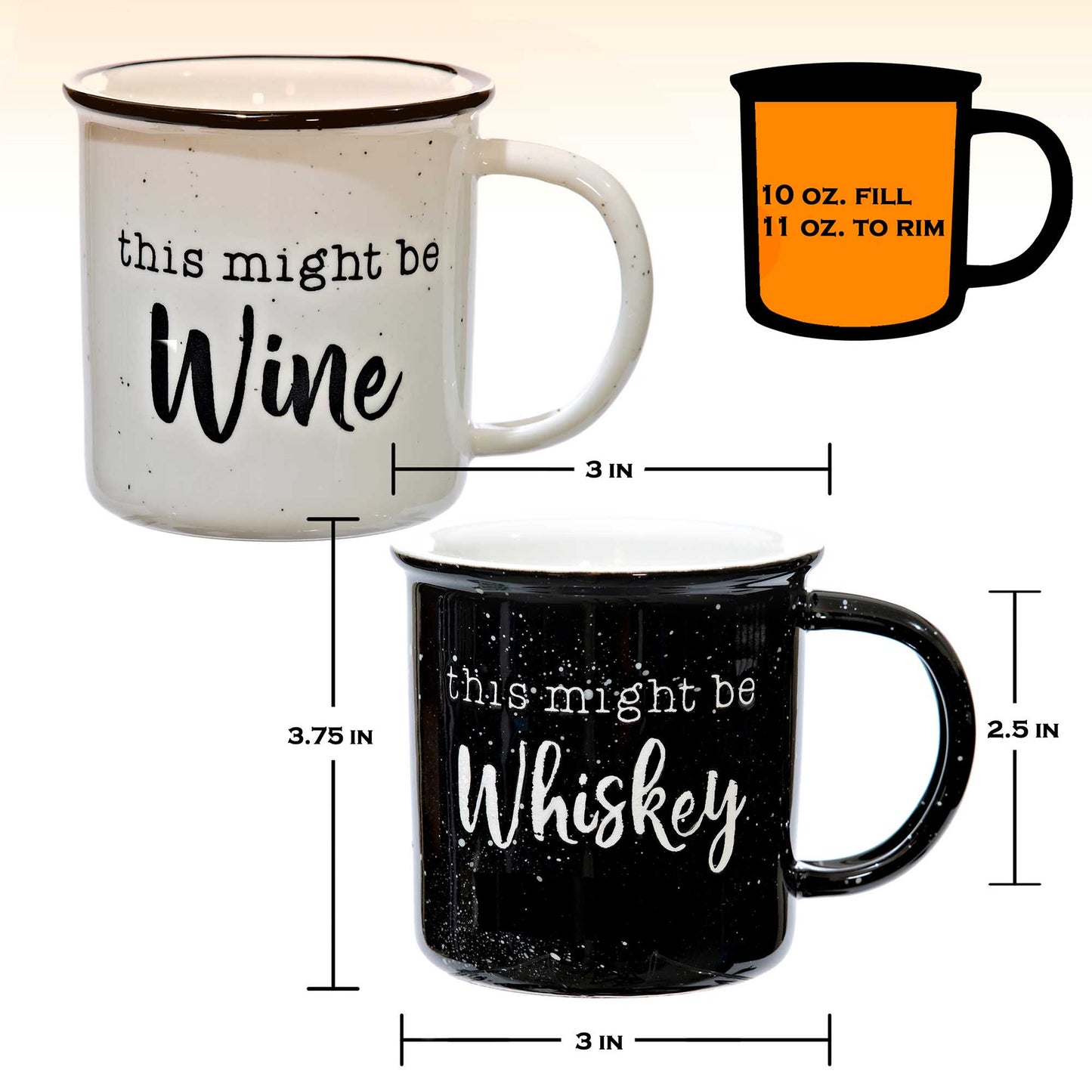 This Might Be Wine / This Might Be Whiskey Ceramic Mug Set for 2