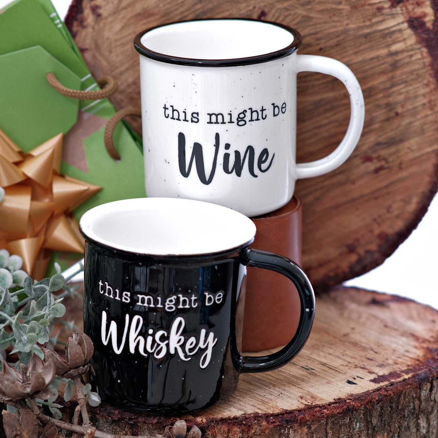 This Might Be Wine / This Might Be Whiskey Ceramic Mug Set for 2