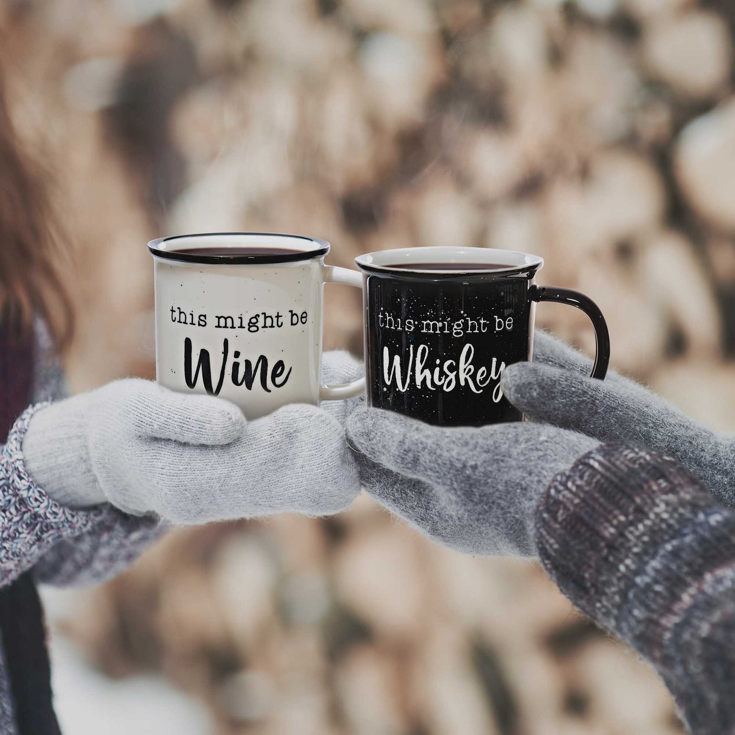 This Might Be Wine / This Might Be Whiskey Ceramic Mug Set for 2