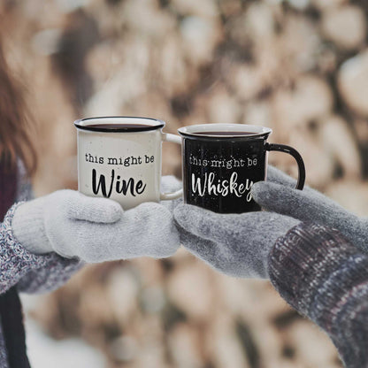 This Might Be Wine / This Might Be Whiskey Ceramic Mug Set for 2