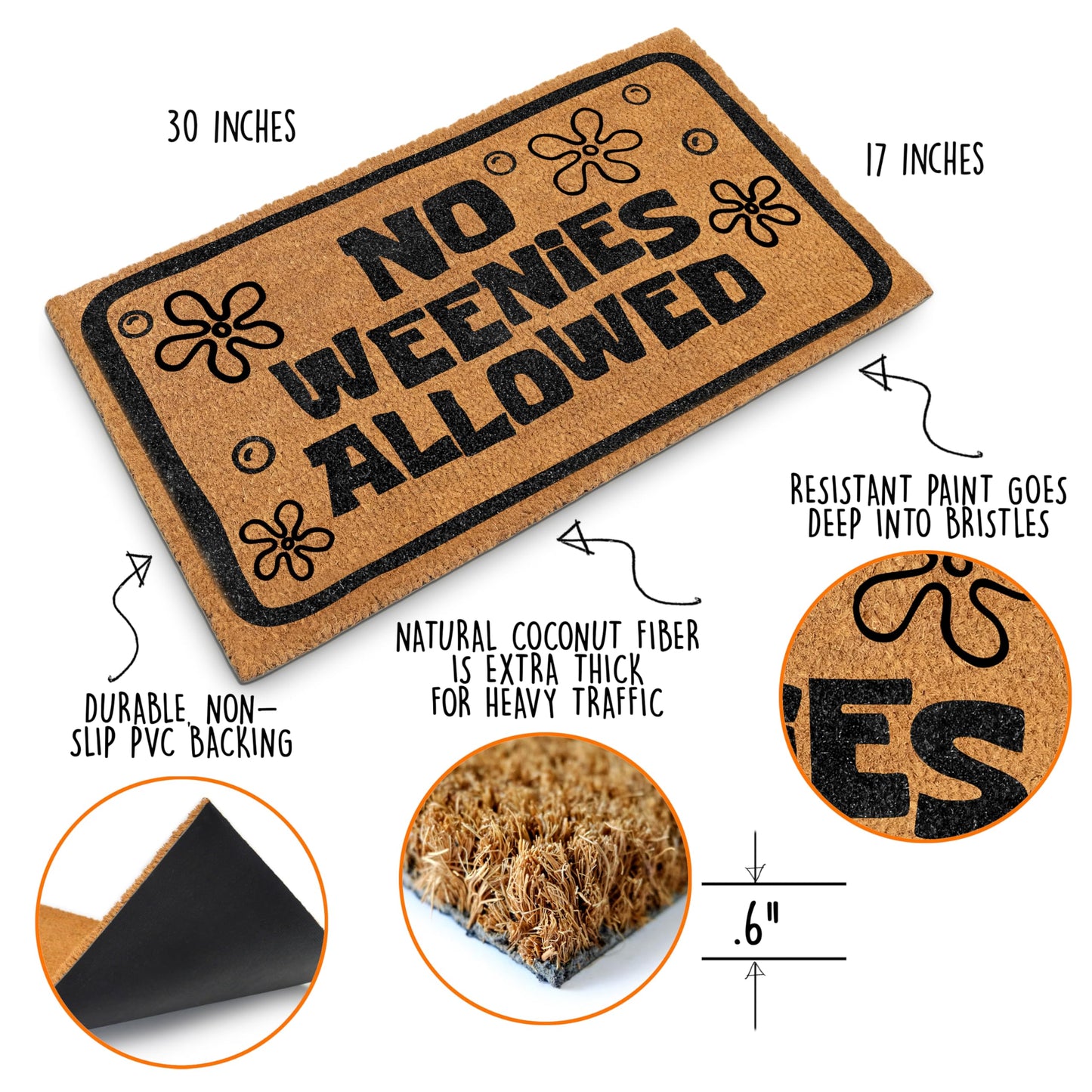 No Weenies Allowed Door Mat 30x17 Inch