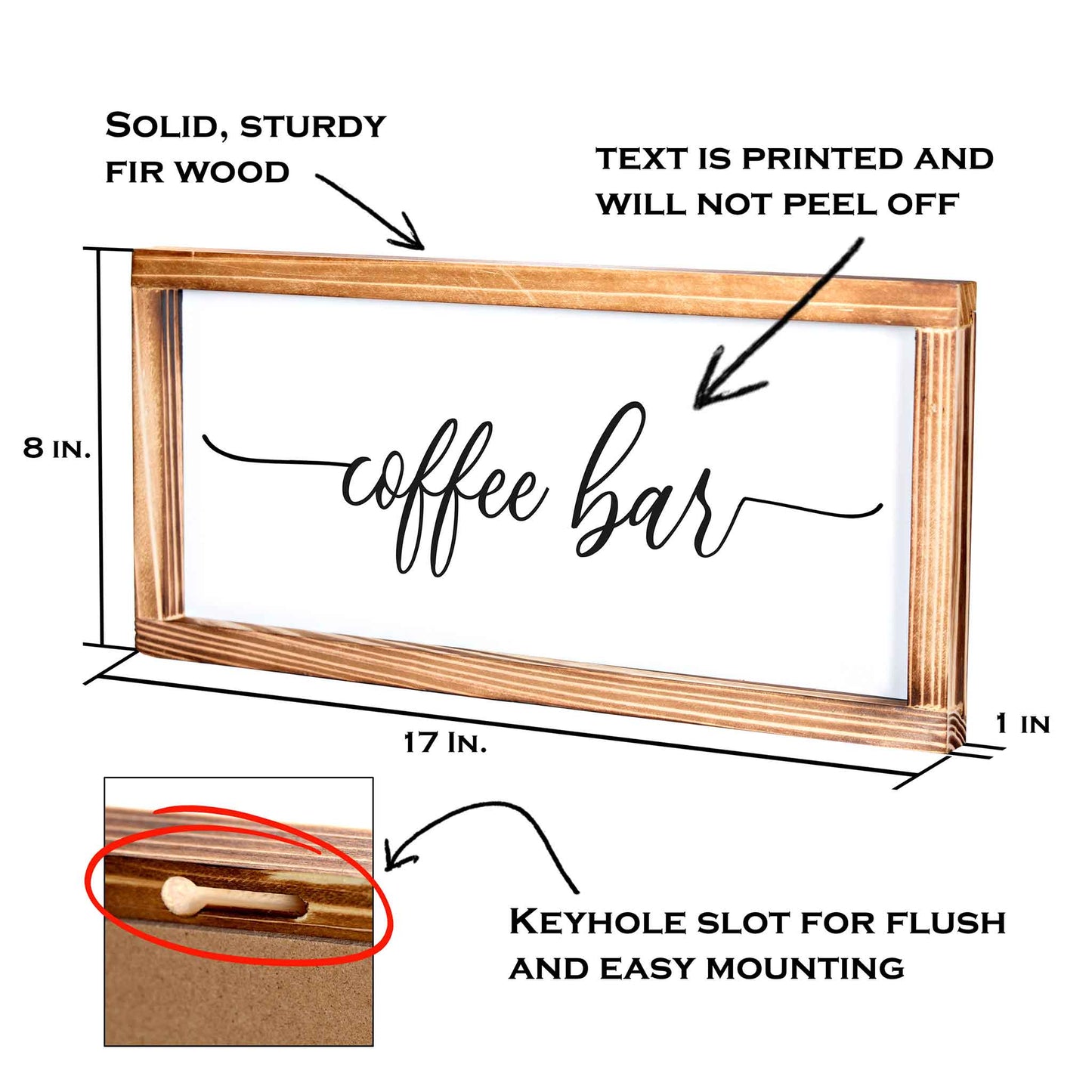 Coffee Bar Sign - Rustic Kitchen Sign 8x17