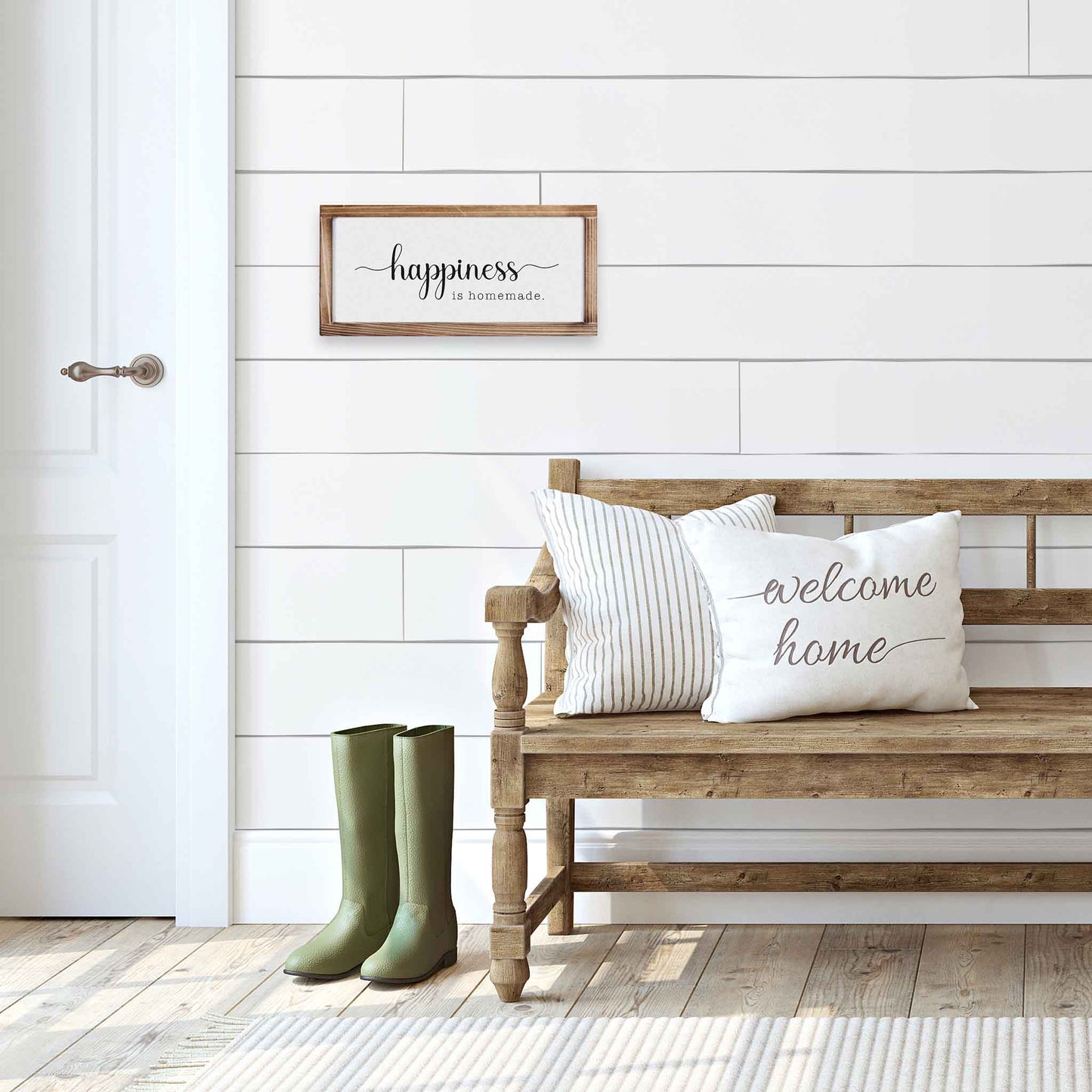 Happiness Sign - Modern Farmhouse Wall Decor Sign 8x17