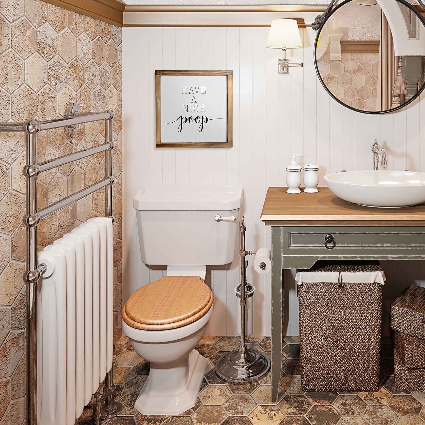 Have A Nice Poop Sign - Funny Farmhouse Bathroom Decor Sign 12x12