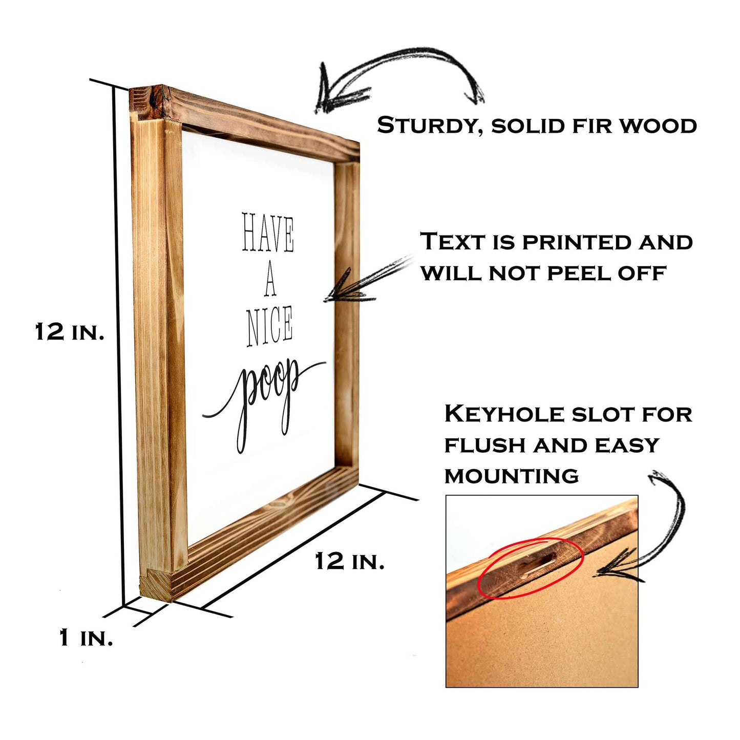 Have A Nice Poop Sign - Funny Farmhouse Bathroom Decor Sign 12x12