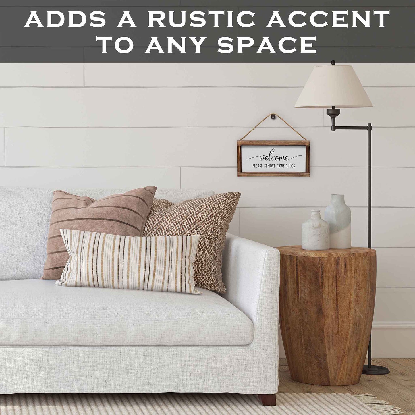 Please Remove Shoes Sign - Modern Farmhouse Wall Hangiing Sign 6x12