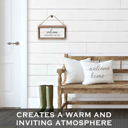 Please Remove Shoes Sign - Modern Farmhouse Wall Hangiing Sign 6x12